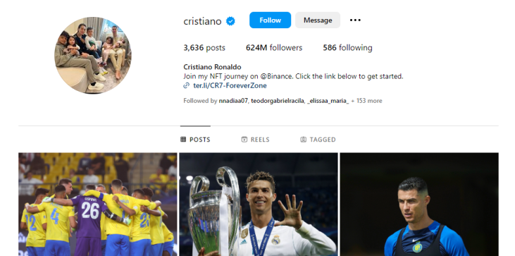 De Instagram van Cristiano Ronaldo
